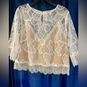 Anthropologie Ivory Lace Blouse